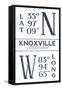 Knoxville, Tennessee - Latitude and Longitude (Blue)-Lantern Press-Framed Stretched Canvas