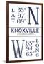 Knoxville, Tennessee - Latitude and Longitude (Blue)-Lantern Press-Framed Art Print