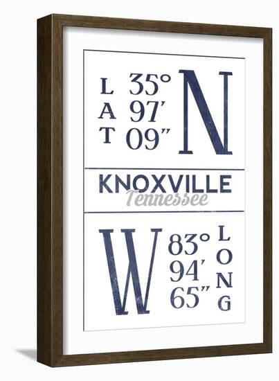 Knoxville, Tennessee - Latitude and Longitude (Blue)-Lantern Press-Framed Art Print