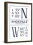 Knoxville, Tennessee - Latitude and Longitude (Blue)-Lantern Press-Framed Art Print