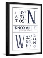 Knoxville, Tennessee - Latitude and Longitude (Blue)-Lantern Press-Framed Art Print