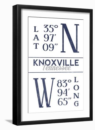 Knoxville, Tennessee - Latitude and Longitude (Blue)-Lantern Press-Framed Art Print