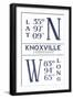 Knoxville, Tennessee - Latitude and Longitude (Blue)-Lantern Press-Framed Art Print