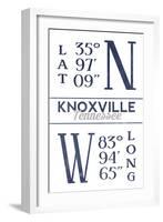 Knoxville, Tennessee - Latitude and Longitude (Blue)-Lantern Press-Framed Art Print