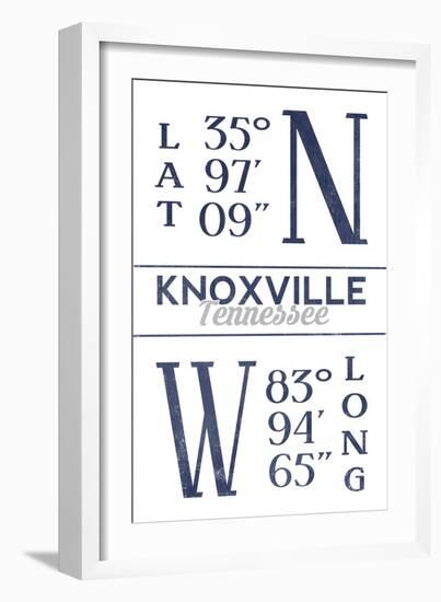 Knoxville, Tennessee - Latitude and Longitude (Blue)-Lantern Press-Framed Art Print