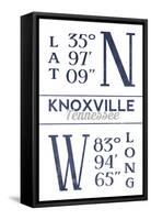Knoxville, Tennessee - Latitude and Longitude (Blue)-Lantern Press-Framed Stretched Canvas
