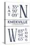 Knoxville, Tennessee - Latitude and Longitude (Blue)-Lantern Press-Stretched Canvas
