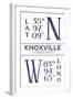 Knoxville, Tennessee - Latitude and Longitude (Blue)-Lantern Press-Framed Art Print