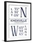 Knoxville, Tennessee - Latitude and Longitude (Blue)-Lantern Press-Framed Art Print