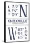 Knoxville, Tennessee - Latitude and Longitude (Blue)-Lantern Press-Framed Stretched Canvas