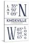 Knoxville, Tennessee - Latitude and Longitude (Blue)-Lantern Press-Stretched Canvas