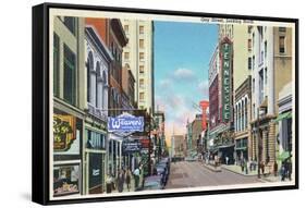 Knoxville, Tennessee - Northern View Up Gay Street-Lantern Press-Framed Stretched Canvas