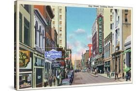 Knoxville, Tennessee - Northern View Up Gay Street-Lantern Press-Stretched Canvas