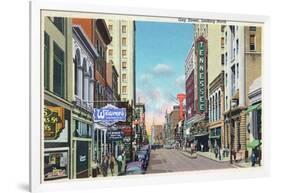 Knoxville, Tennessee - Northern View Up Gay Street-Lantern Press-Framed Art Print