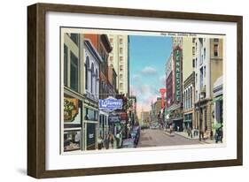 Knoxville, Tennessee - Northern View Up Gay Street-Lantern Press-Framed Art Print