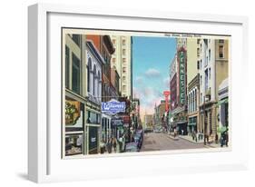 Knoxville, Tennessee - Northern View Up Gay Street-Lantern Press-Framed Art Print