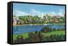 Knoxville, Tennessee - Panoramic View of the City Skyline-Lantern Press-Framed Stretched Canvas