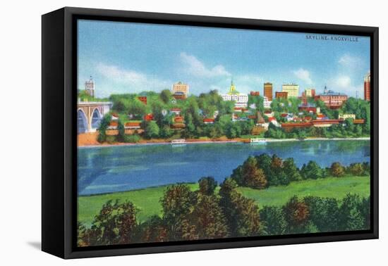 Knoxville, Tennessee - Panoramic View of the City Skyline-Lantern Press-Framed Stretched Canvas