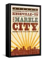 Knoxville, Tennessee - Skyline and Sunburst Screenprint Style-Lantern Press-Framed Stretched Canvas