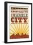 Knoxville, Tennessee - Skyline and Sunburst Screenprint Style-Lantern Press-Framed Art Print