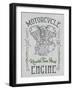 Knuckle Twin Head Motorcycle Engine. Biker Poster, T-Shirt Design with Stylish Vintage Elements on-Sergj-Framed Art Print