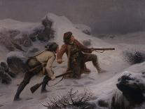 Wounded bear hunter, 1861-Knud Bergslien-Stretched Canvas