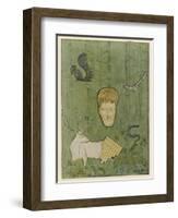 Knut Hamsun Norwegian Writer Nobel 1920-Olav Gulbransson-Framed Art Print