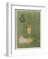 Knut Hamsun Norwegian Writer Nobel 1920-Olav Gulbransson-Framed Art Print