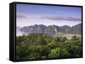 Ko Nok and Ton Sai Village from Ko Nai Viewpoint, Ko Phi Phi, Thailand-Alan Copson-Framed Stretched Canvas