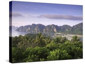 Ko Nok and Ton Sai Village from Ko Nai Viewpoint, Ko Phi Phi, Thailand-Alan Copson-Stretched Canvas