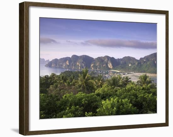 Ko Nok and Ton Sai Village from Ko Nai Viewpoint, Ko Phi Phi, Thailand-Alan Copson-Framed Photographic Print