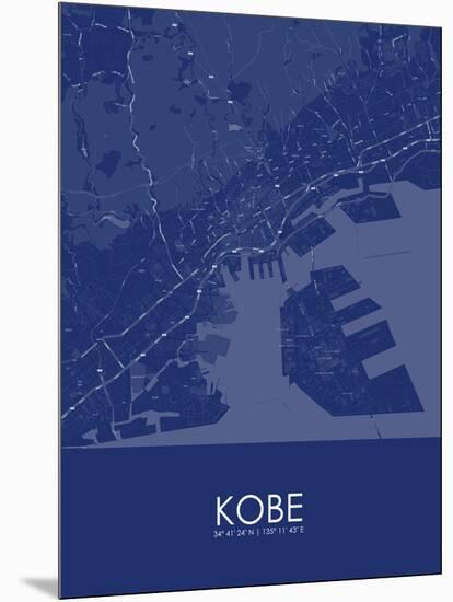 Kobe, Japan Blue Map-null-Mounted Poster