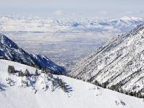 Salt Lake Valley and Fresh Powder Tracks at Alta, Alta Ski Resort, Salt Lake City, Utah, USA-Kober Christian-Photographic Print