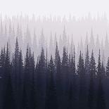 Pine Forest in Winter. Nature Landscape Vector Background.-Kobsoft-Stretched Canvas