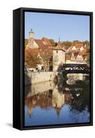 Kocher River and Old Town, Schwaebisch Hall, Hohenlohe, Baden Wurttemberg, Germany, Europe-Markus Lange-Framed Stretched Canvas