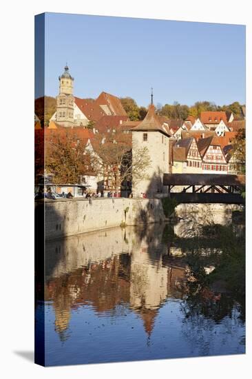 Kocher River and Old Town, Schwaebisch Hall, Hohenlohe, Baden Wurttemberg, Germany, Europe-Markus Lange-Stretched Canvas