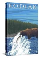 Kodiak, Alaska - Bear Fishing, c.2009-Lantern Press-Stretched Canvas