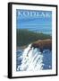 Kodiak, Alaska - Bear Fishing, c.2009-Lantern Press-Framed Art Print