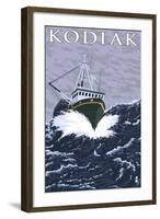 Kodiak, Alaska - Fishing Boat, c.2009-Lantern Press-Framed Art Print