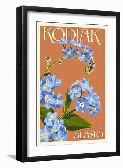 Kodiak, Alaska - Forget-Me-Nots-Lantern Press-Framed Art Print