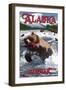 Kodiak, Alaska - Grizzly Bear Fishing-Lantern Press-Framed Art Print