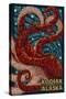 Kodiak, Alaska - Octopus Mosaic-Lantern Press-Stretched Canvas