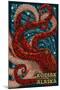 Kodiak, Alaska - Octopus Mosaic-Lantern Press-Mounted Art Print