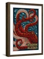 Kodiak, Alaska - Octopus Mosaic-Lantern Press-Framed Art Print