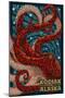 Kodiak, Alaska - Octopus Mosaic-Lantern Press-Mounted Art Print