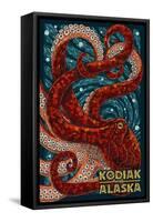 Kodiak, Alaska - Octopus Mosaic-Lantern Press-Framed Stretched Canvas