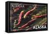 Kodiak, Alaska - Salmon-Lantern Press-Framed Stretched Canvas