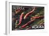 Kodiak, Alaska - Salmon-Lantern Press-Framed Art Print