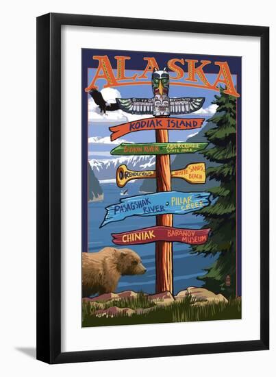 Kodiak Island, Alaska - Destination Sign-Lantern Press-Framed Art Print