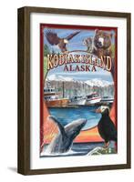 Kodiak Island, Alaska - Montage Views-Lantern Press-Framed Art Print